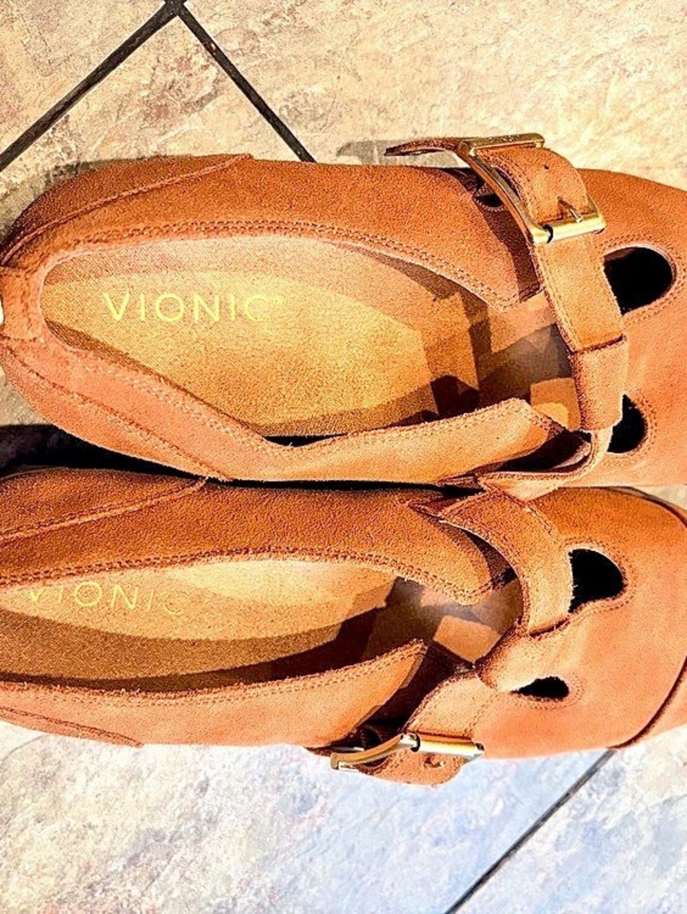 Vionic Carmen T-Strap Flat Brown US 10